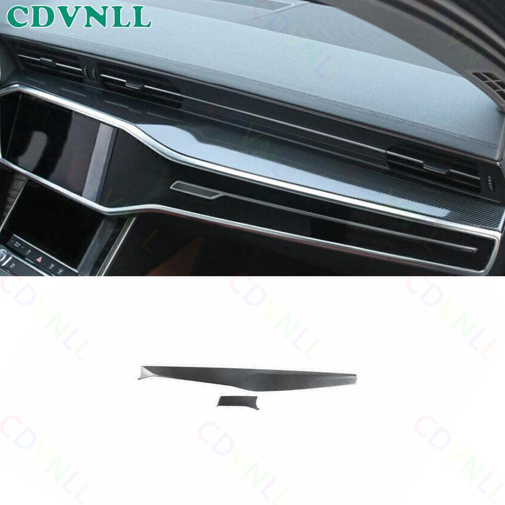 For Audi A6 A7 S6 S7 2019-2024 Carbon Fiber Steel Console Dashboard Panel Strip