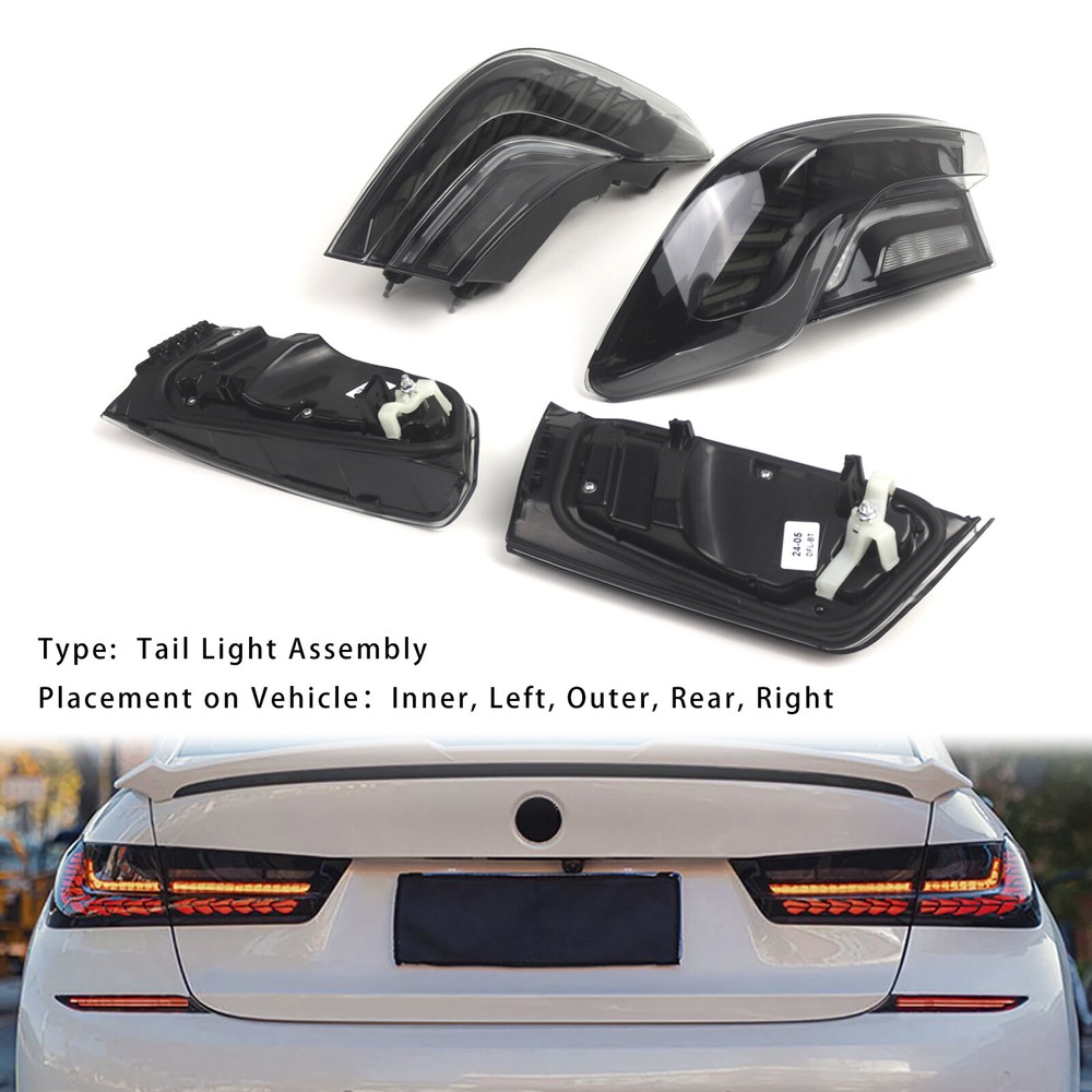 Smoked LED Tail Lights Rear Lamp Assembly for BMW 330 340 G20 G80 M3 3 Series