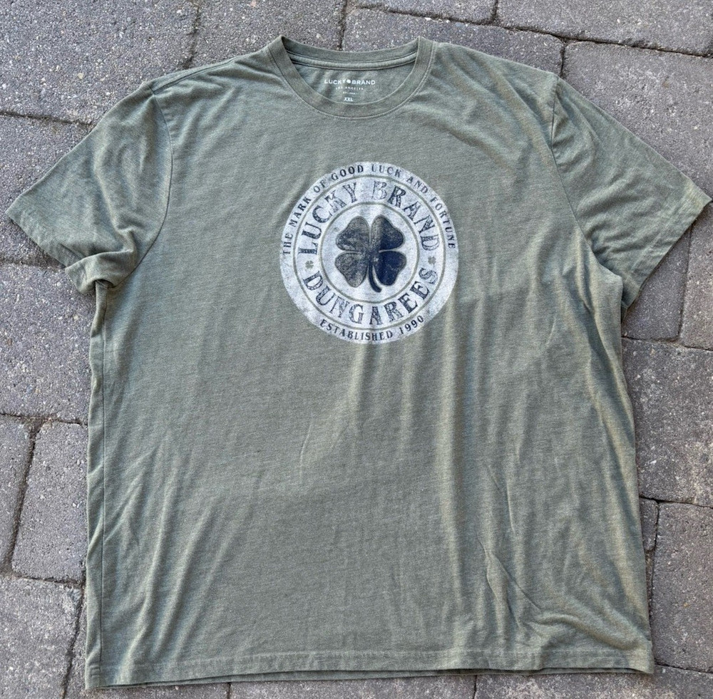 Lucky Brand Dungarees short-sleeve T-shirt, crew neck. Green XXL