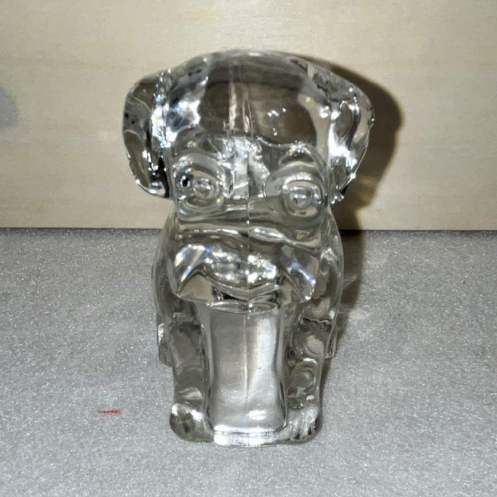 Clear Glass Dog Figurine Decorative Glossy Finish Collectible Art Display