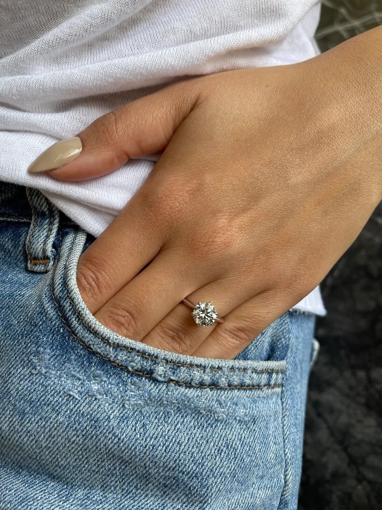 Solitaire Promise Ring 2.50Ct Round Cut Simulated Diamond 14k White Gold Plated