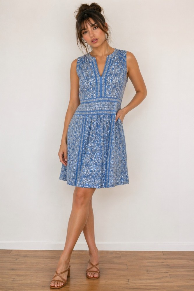 J McLaughlin Lola Sleeveless Mixed Geo Print Dress XL Resort Ready Breezy Casual