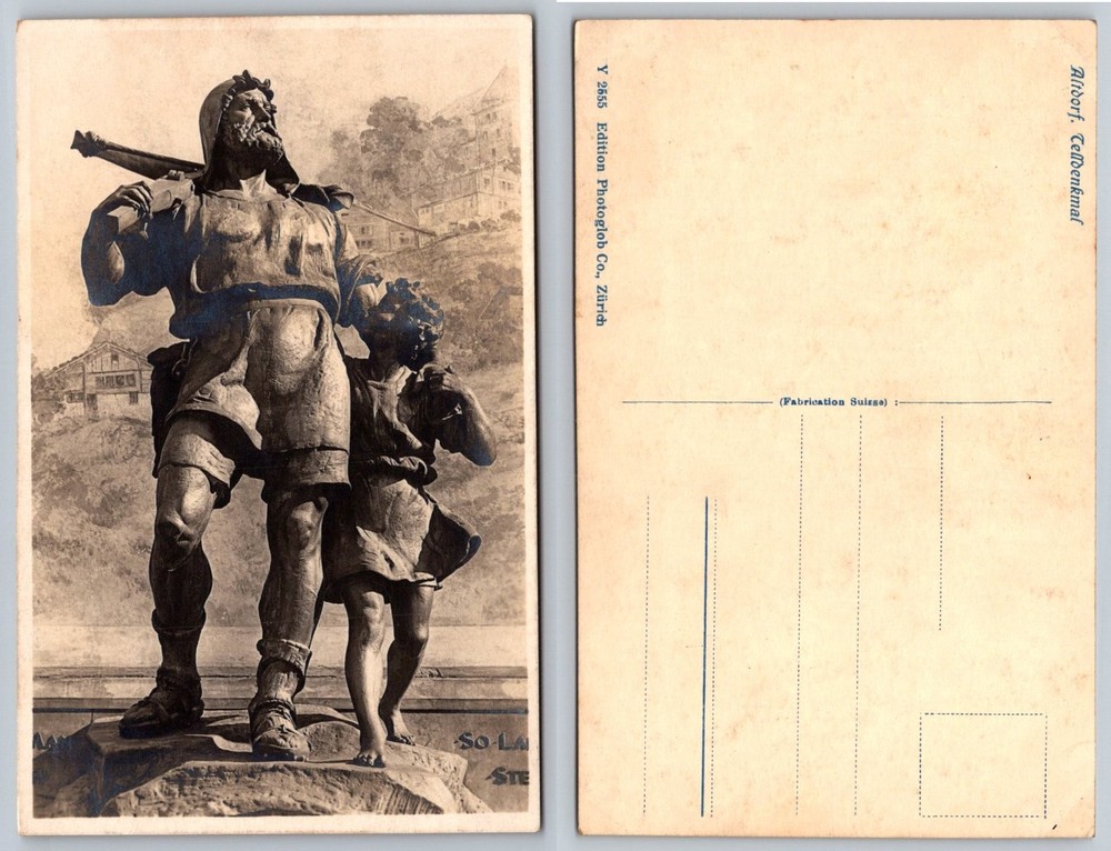 William Tell Monument Altdorf Switzerland Photoglob Co. Zurich Postcard
