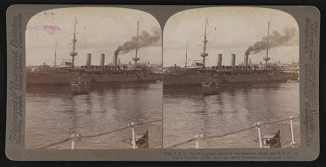 Photo:Madras India 1906 HMS Terrible Renown Escort Battleship