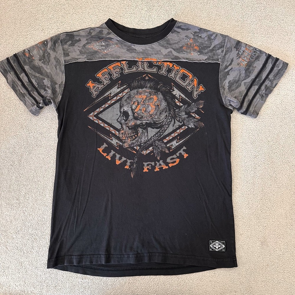 Affliction American Customs Live Fast T-Shirt Men's Size Large