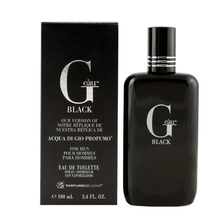 Parfums Belcam Geàu Black for Men Eau De Toilette Spray, 3.4 fl oz