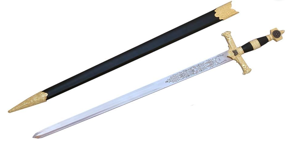 33 Inch King Solomon Medieval Sword with Decorative Scabbard