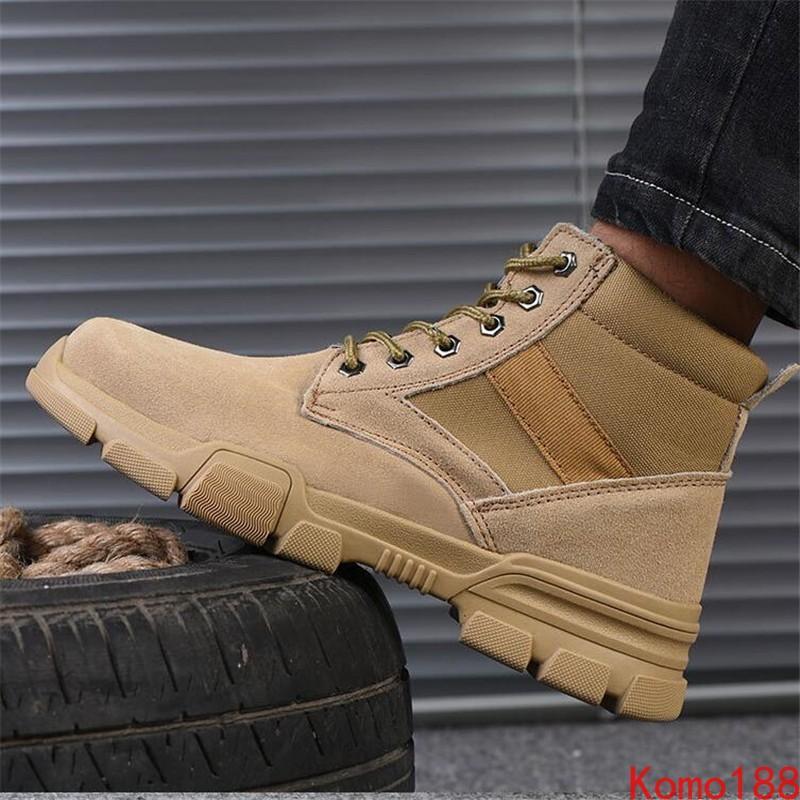 Men's Steel Toe Anti-Slip Winter Work Boots Desert Ankle Safety Wear-Resistant