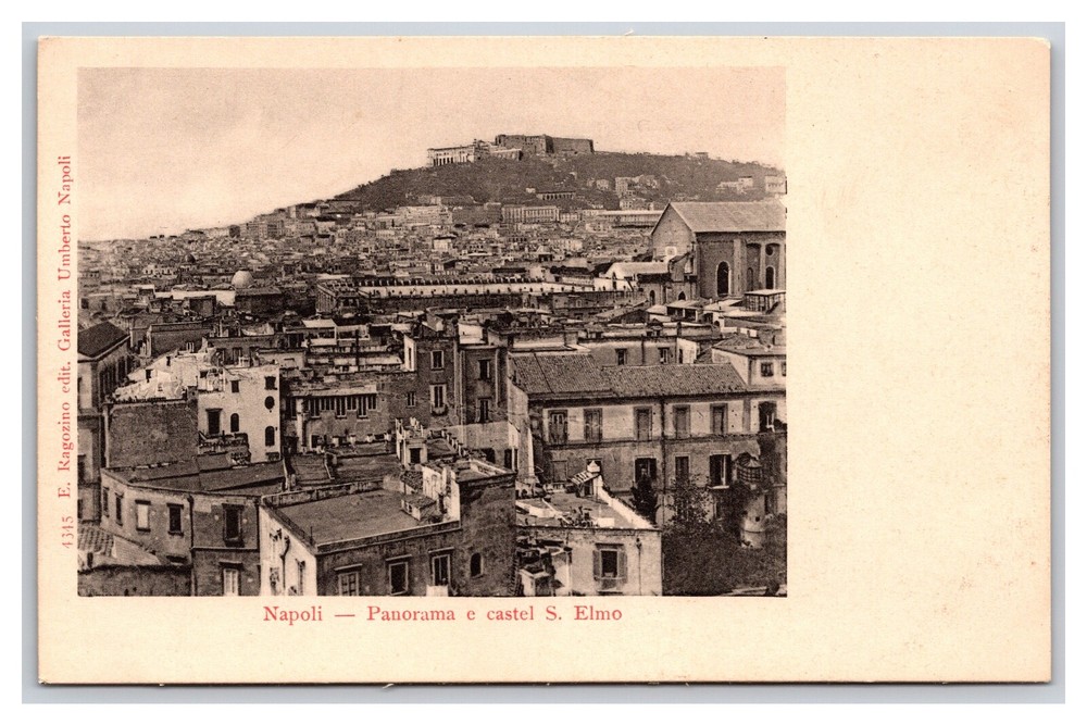Vintage Early 1900s Panoramic Photo Of St Elmo Castle Napoli Undivided Back RPPC