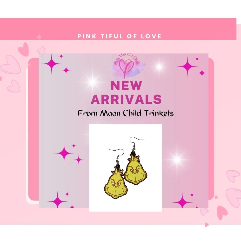 The Grinch Hand Painted Wooden Wire Earrings