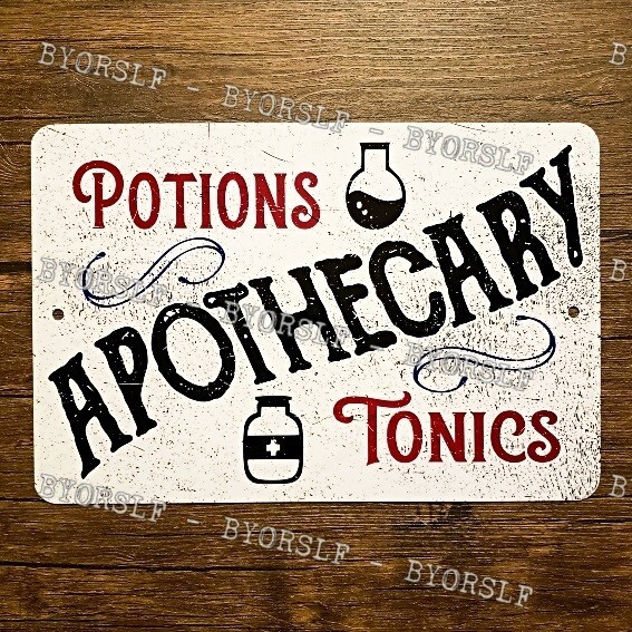 Metal Sign APOTHECARY pharmacy tonics potions herbal drugs pharmacist medicine