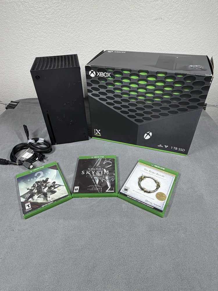 Microsoft Xbox Series X 1TB Black Home Console 3 Games Bundle Damage N Cord HDMI