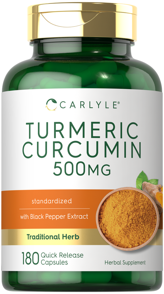 Turmeric Curcumin with Bioperine | 500 mg | 180 Capsules | by Carlyle