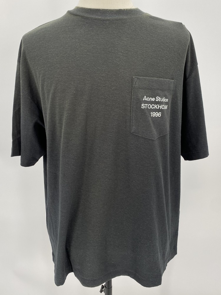 Acne Studio Unisex Short Sleeve T-Shirt Faded Black  XL(W) /L (M) 1996 Logo