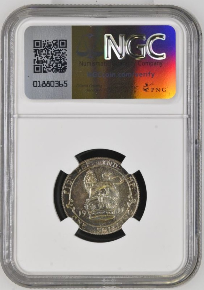 1911 George V Silver Shilling • PROOF • NGC PF64 • Low Mintage (6,007) • Scarce