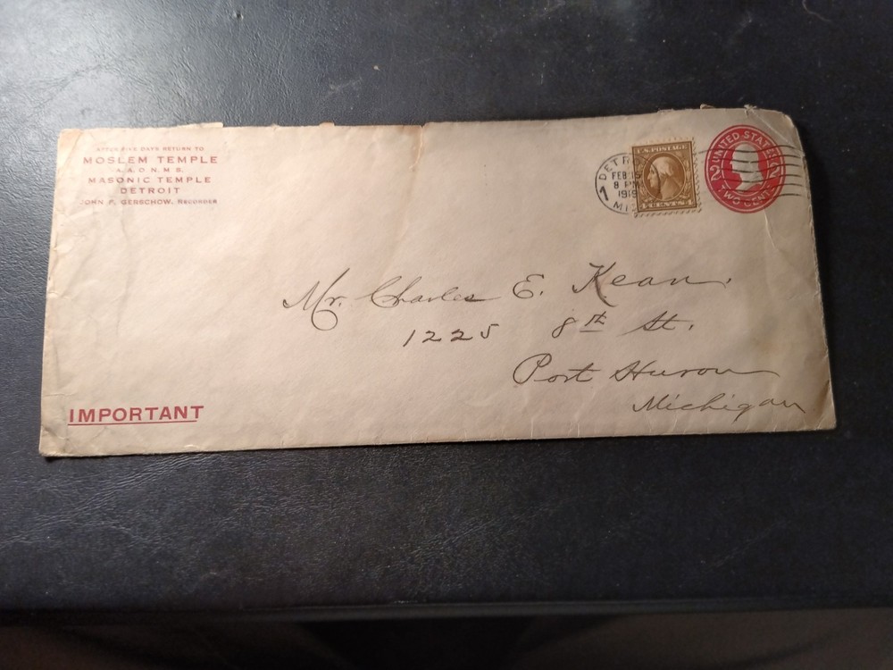 Imprinted Envelope From 1919