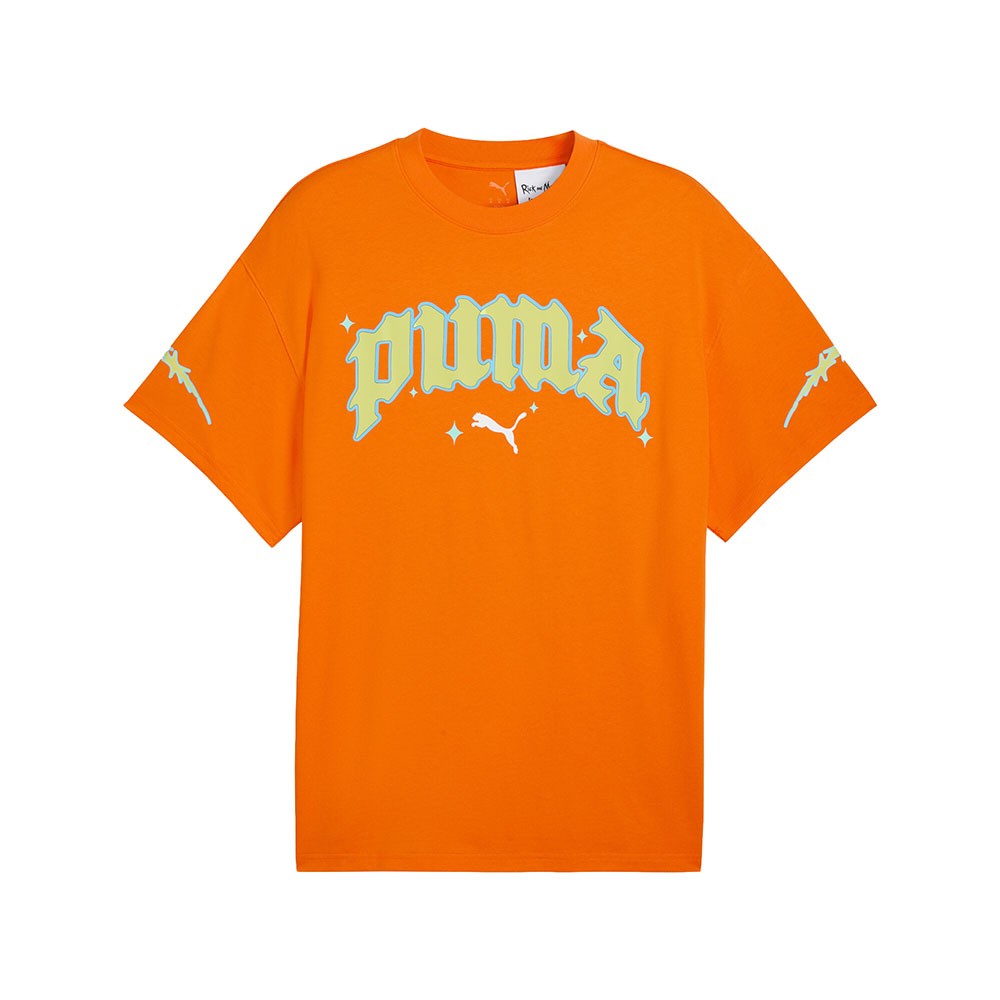 PUMA  Hoops X Rick And Morty Crew Neck Short Sleeve T-Shirt Mens Orange Casual T