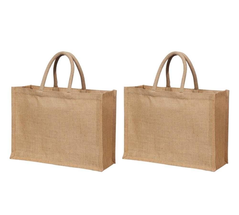 Pack of 2 Jute Bags with Handles, Burlap bags, Natural Eco-friendly Reusable ...