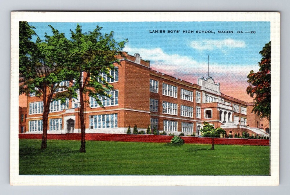 Macon GA-Georgia, Lanier Boys High School, Antique, Vintage Souvenir Postcard