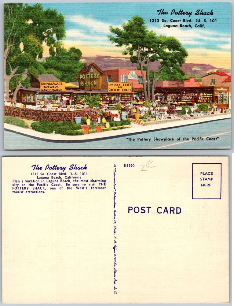 The Pottery Shack Laguna Beach CA Postcard