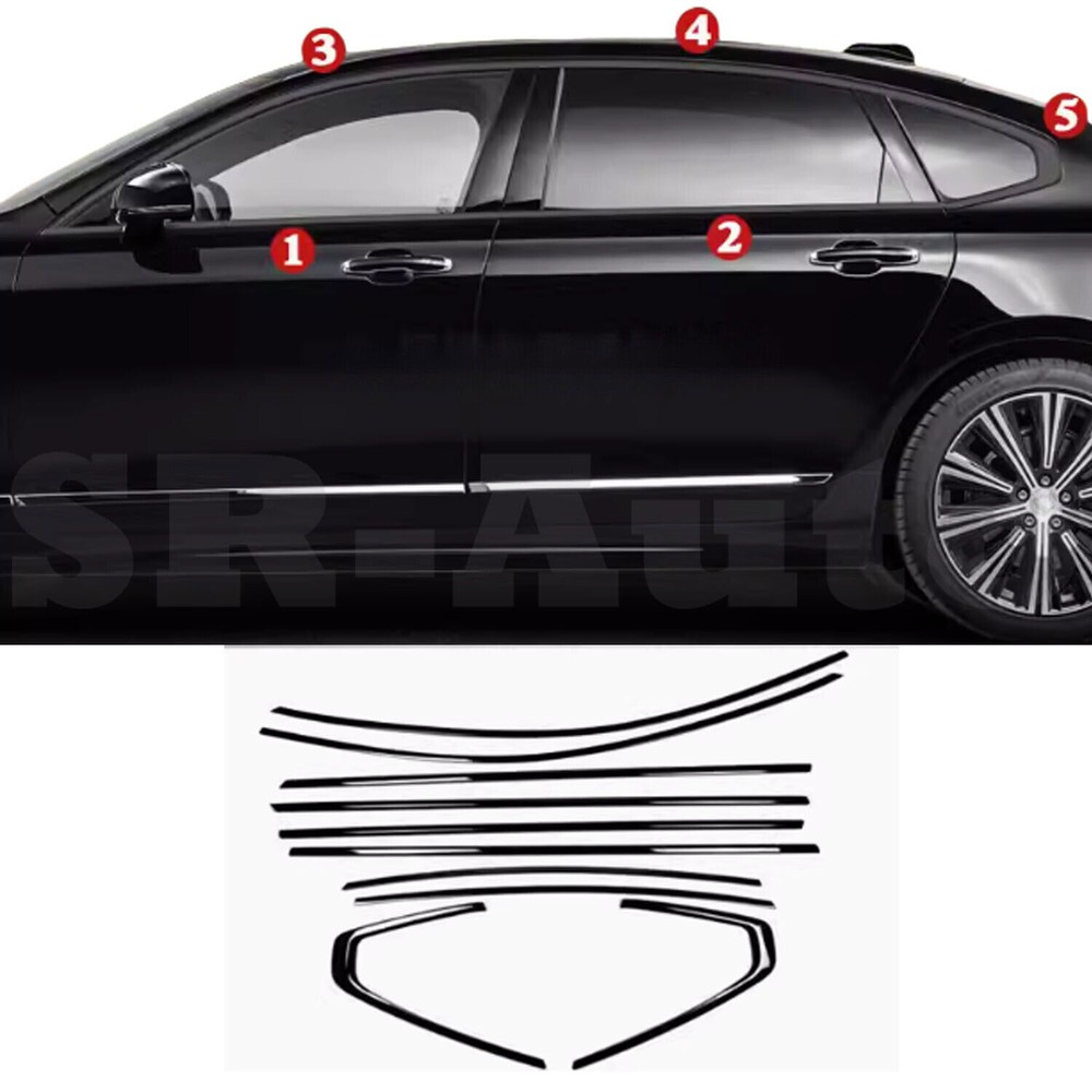 Volvo S90 2017-2025 Black Steel Window Sill Trim Cover