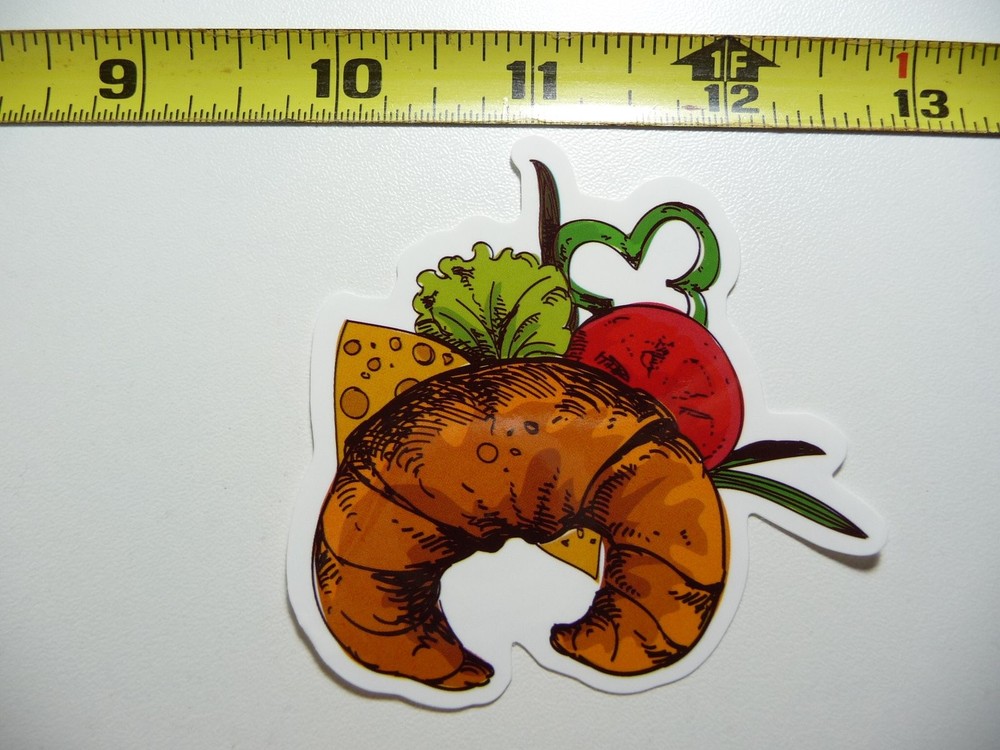 CROISSANT SANDWICH DECAL STICKER RESTAURANT FOOD TRUCK LOGO EAT MENU