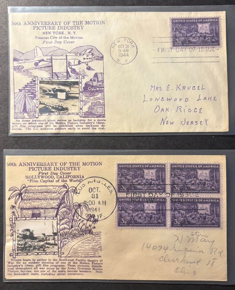 #926 Motion Picture Industry single FDC with Crosby cachet, New York cancel
