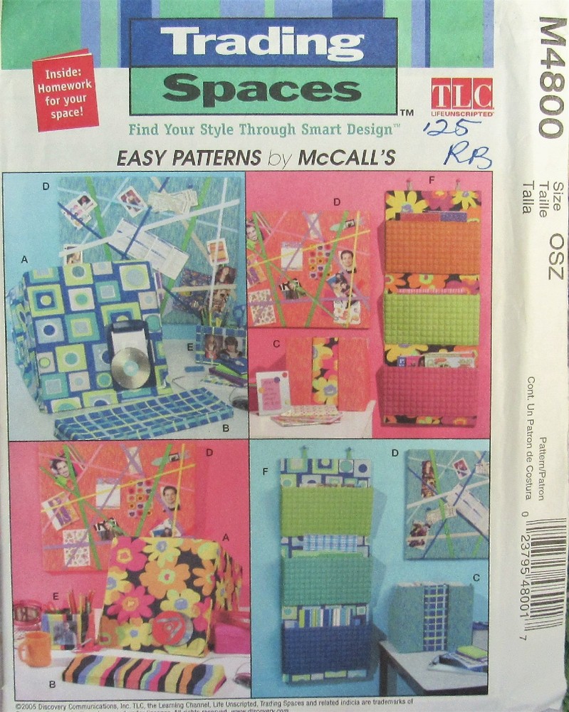 McCalls 4800 EASY Trading Spaces Teen Dorm Office Accessories Decor Pattern UNCT