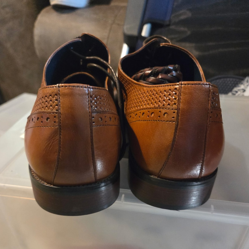 Stacy Adams Brown Leather Brogue Cap Toe Oxford Lace Up Dress Shoes Size 12
