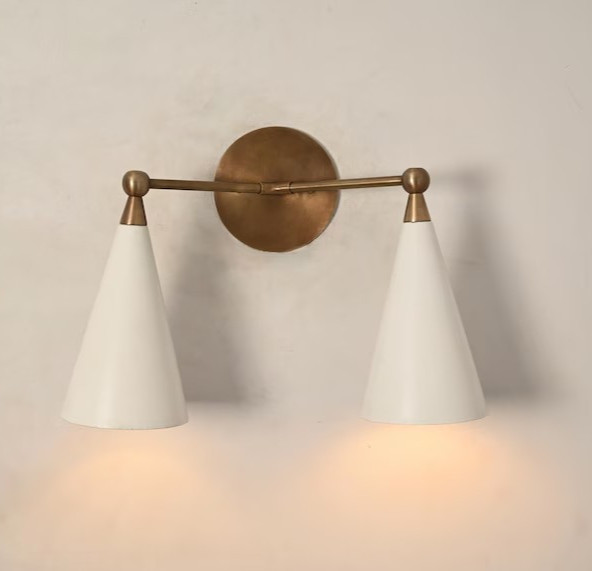 Mid Century Modern Brass Double Head Wall Sconce - Sputnik Light