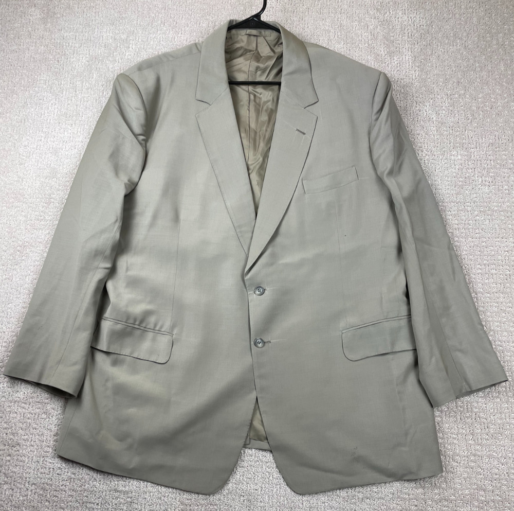Vintage Yves Saint Laurent YSL Blazer Mens Beige Gray Wool 2 Button Sport Coat