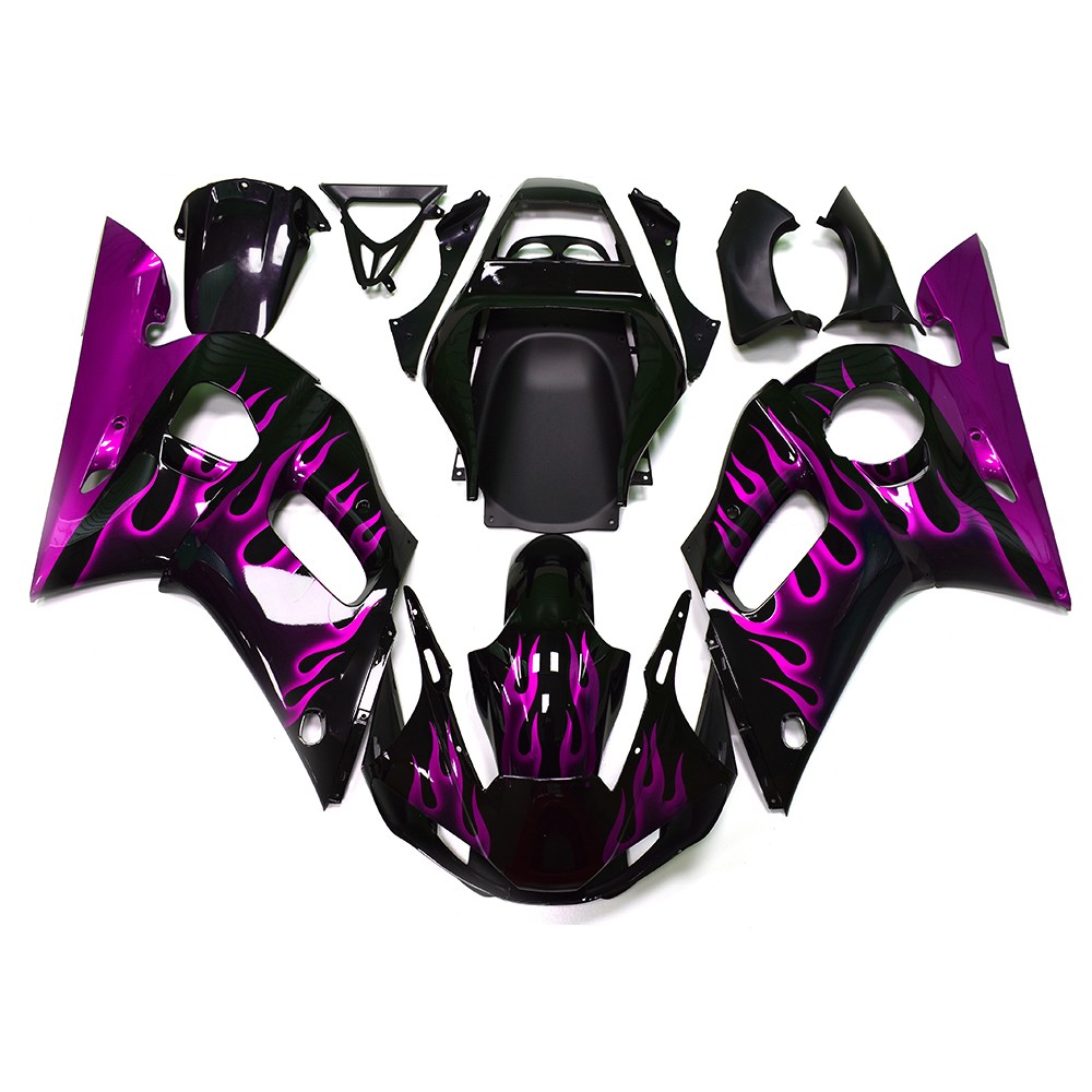 Injection Black Purple Flame Fairing Kit for Yamaha YZF R6 1998-2002 Bodywork