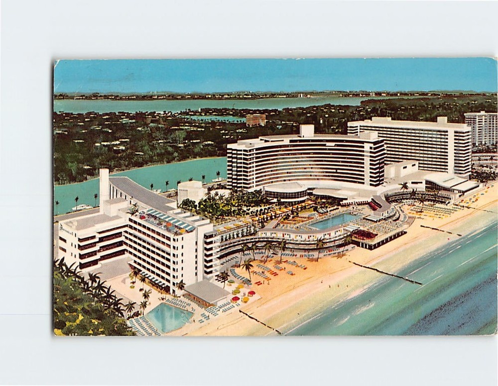 Postcard Fontainebleau Resort Hotel Miami Beach Florida USA America Aerial View