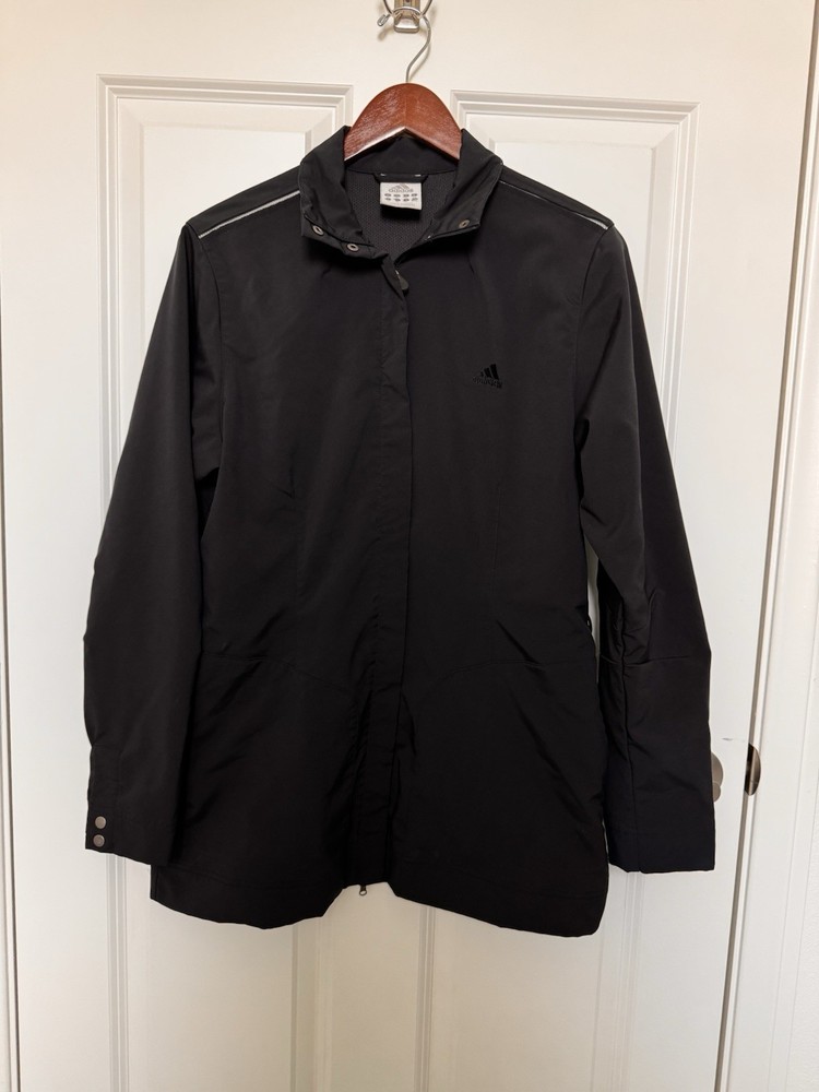 Vintage Adidas Women’s Climaproof Track Jacket Black Full zip front Medium