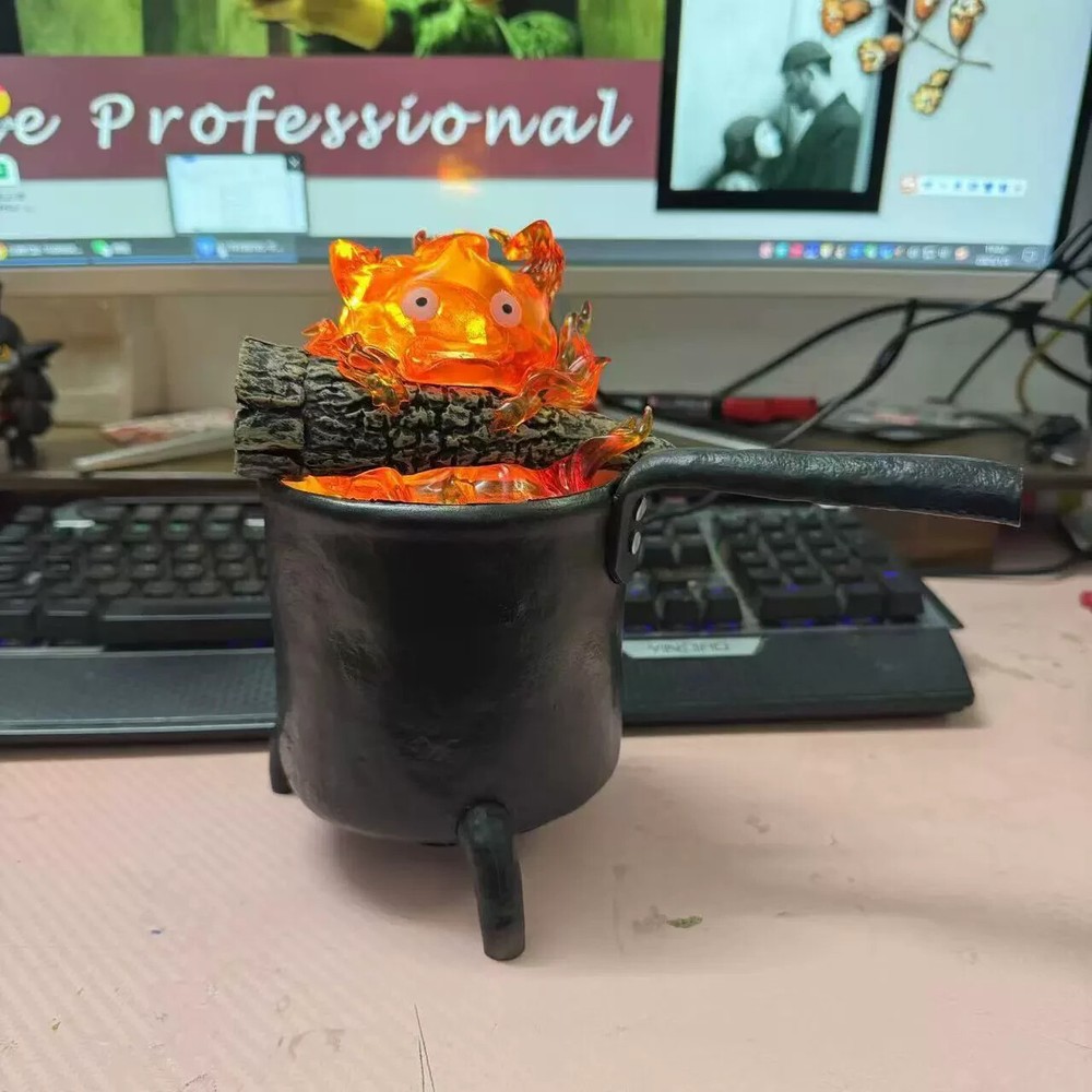 Furnace Calcifer Figure LED Night Light Howl's Moving Castle Anime Flame Toy NEW