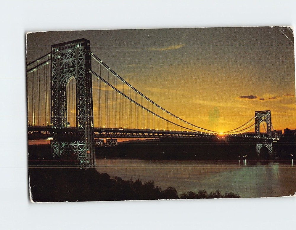 Postcard George Washington Bridge from Fort Lee New Jersey to Manhattan NYC USA