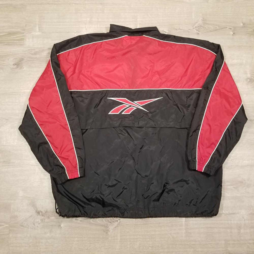 Vintage 90s Reebok Windbreaker Jacket Black & Red Full Zip Mens Size XL