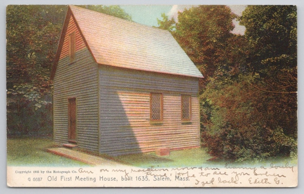 1905 Salem MA Old First Meeting House 1635 Rotograph Postcard Posted