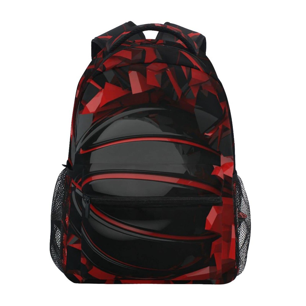 Red Black Basketball Boys Girls Kids School Backpacks Bookbag Elementary Scho...