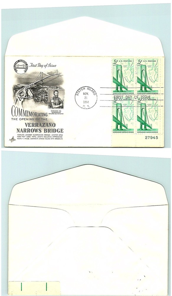 Verrazano Narrows Bridge S01-5650 Plate Number Block Artcraft FDC