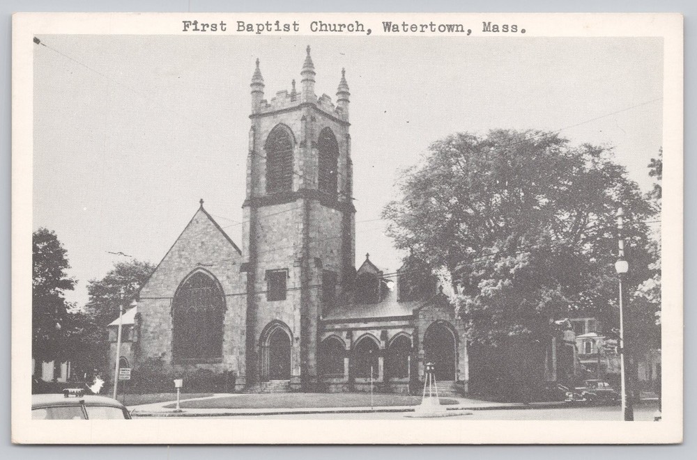 First Baptist Church Watertown MA Vintage Postcard Fairbanks Card Company