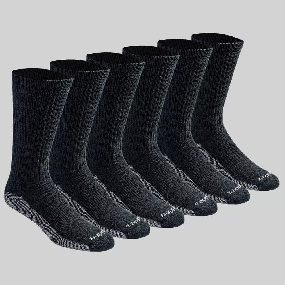 Dickies Men's Dri-Tech Crew Socks - Black,  Size 6-12, 5 Pair