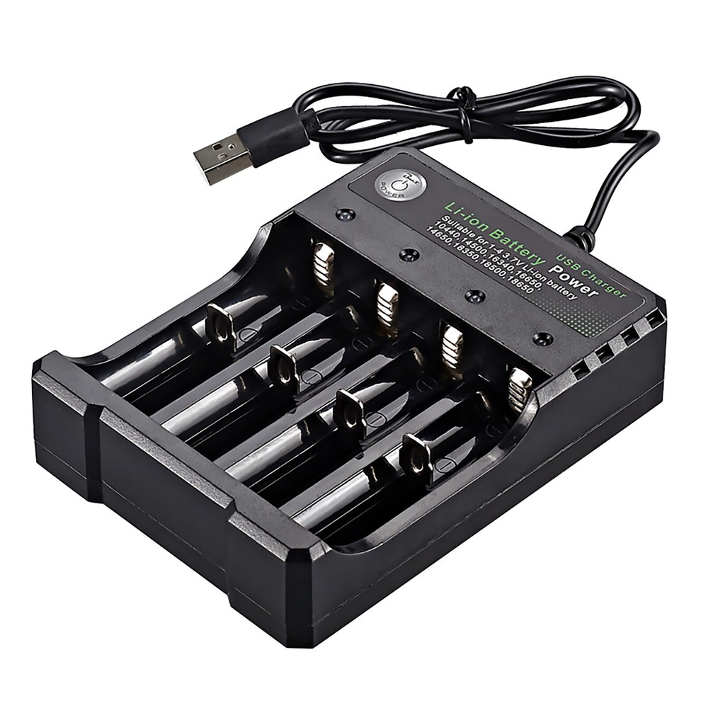 4-Slots USB Battery Charger Fits For Rechargeable Lithium Li-ion Batteries 3.7V
