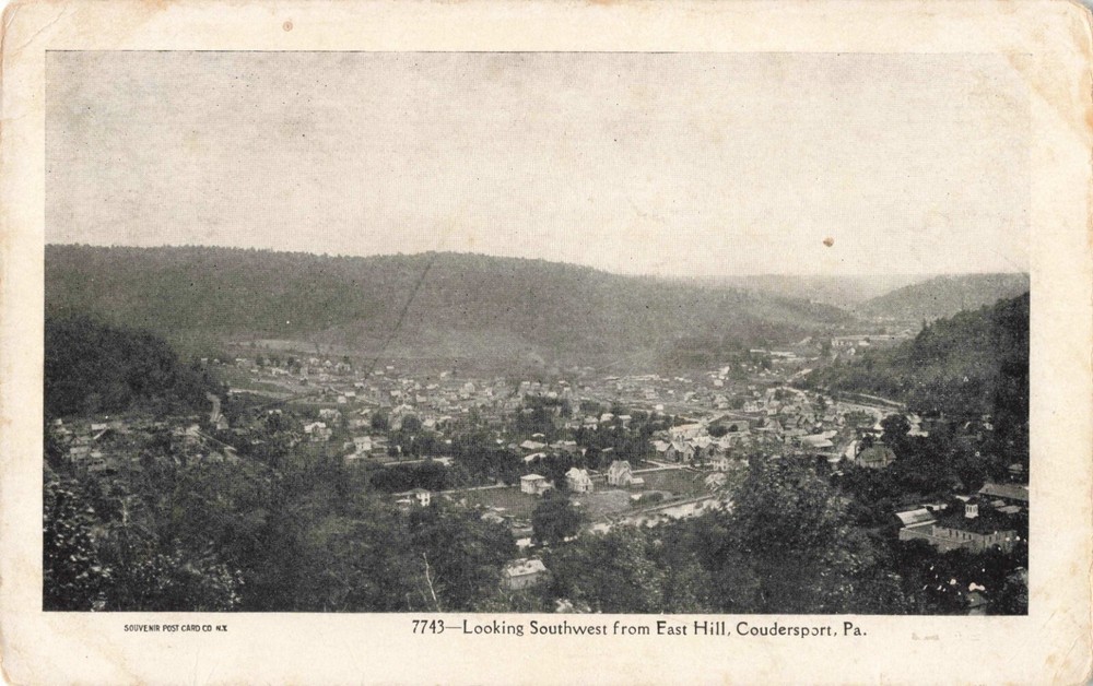 Birdseye View from East Hill Coudersport Pennsylvania PA c1910 Postcard