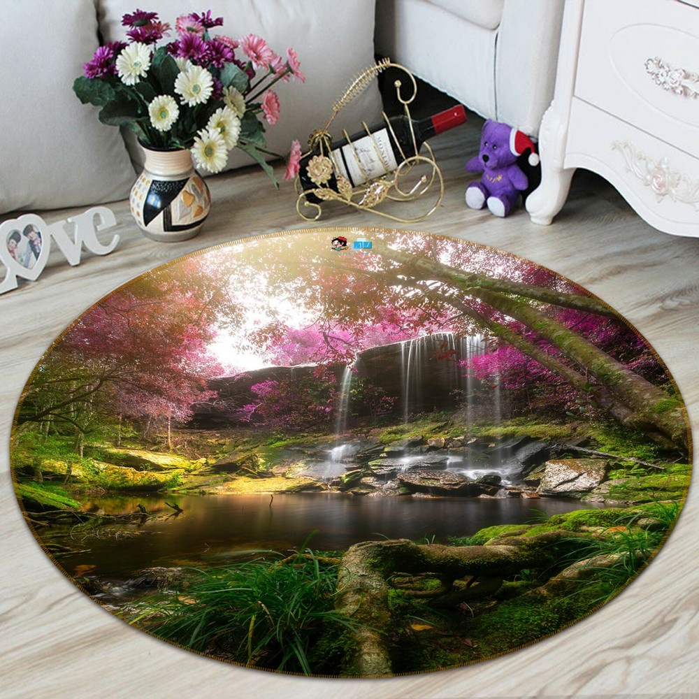 3D Waterfall Forest NAO4460 Game Rug Mat Elegant Photo Carpet Mat Fay