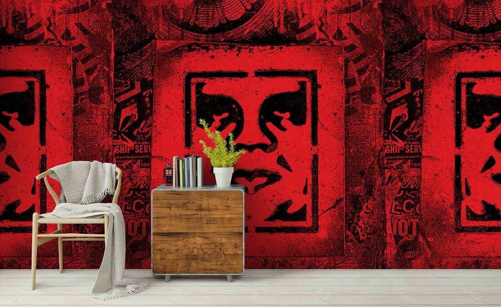 3D Red Poker Graffiti Wallpaper Wall Mural Removable Self-adhesive 277