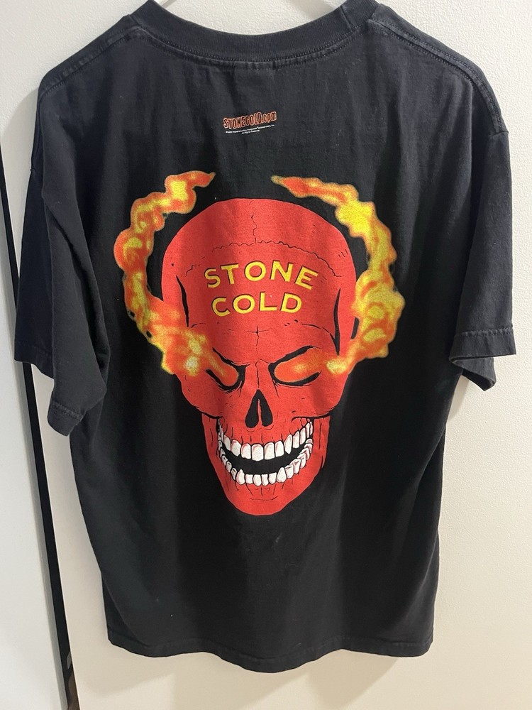 VTG WWF Stone Cold Steve Austin 3:16 Red Flaming Skull Shirt Size Large AAA Tag