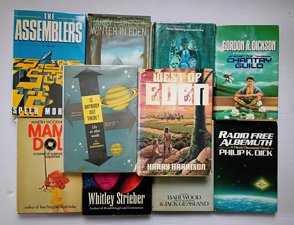 Mixed Author Lot of 10 Vintage Sci Fi Hardcover Books West Of Eden
