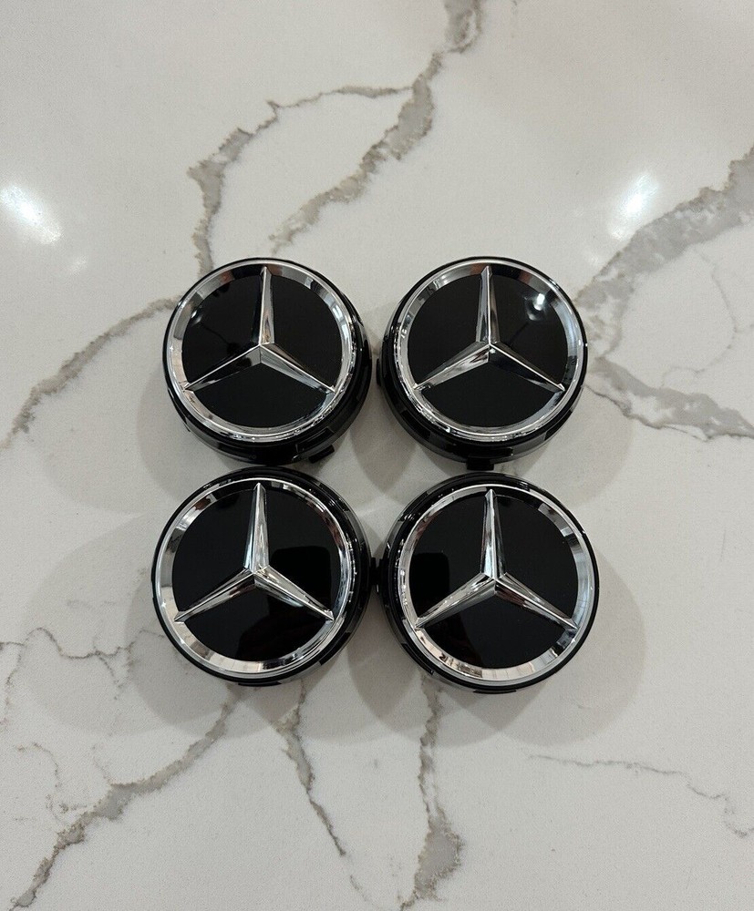 4PC 75mm Wheel Center Hub Caps Cover Raised For Mercedes AMG 0004000900