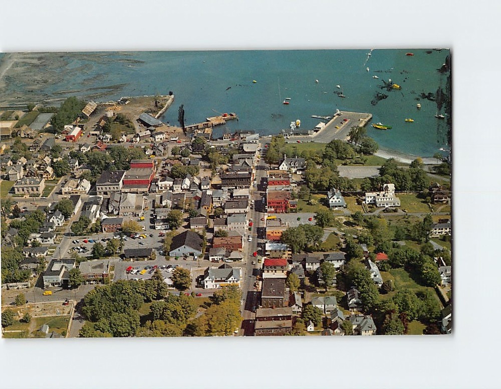 Postcard Aerial View Bar Harbor Mt. Desert Island Maine USA